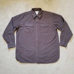 LL Bean Chamois Cloth Shirt Mens Size XXL Tall Chocolate Brown Long Sleeve
